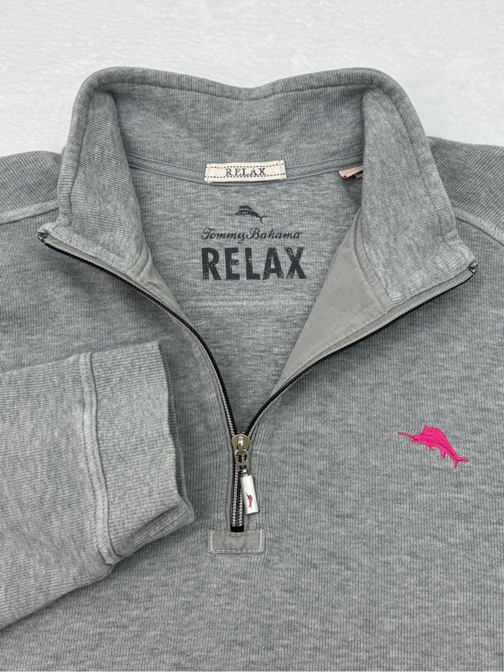 Tommy Bahama Relax Men's XXL Quarter Zip Long Sleeve Pullover Sweatshirt Grey